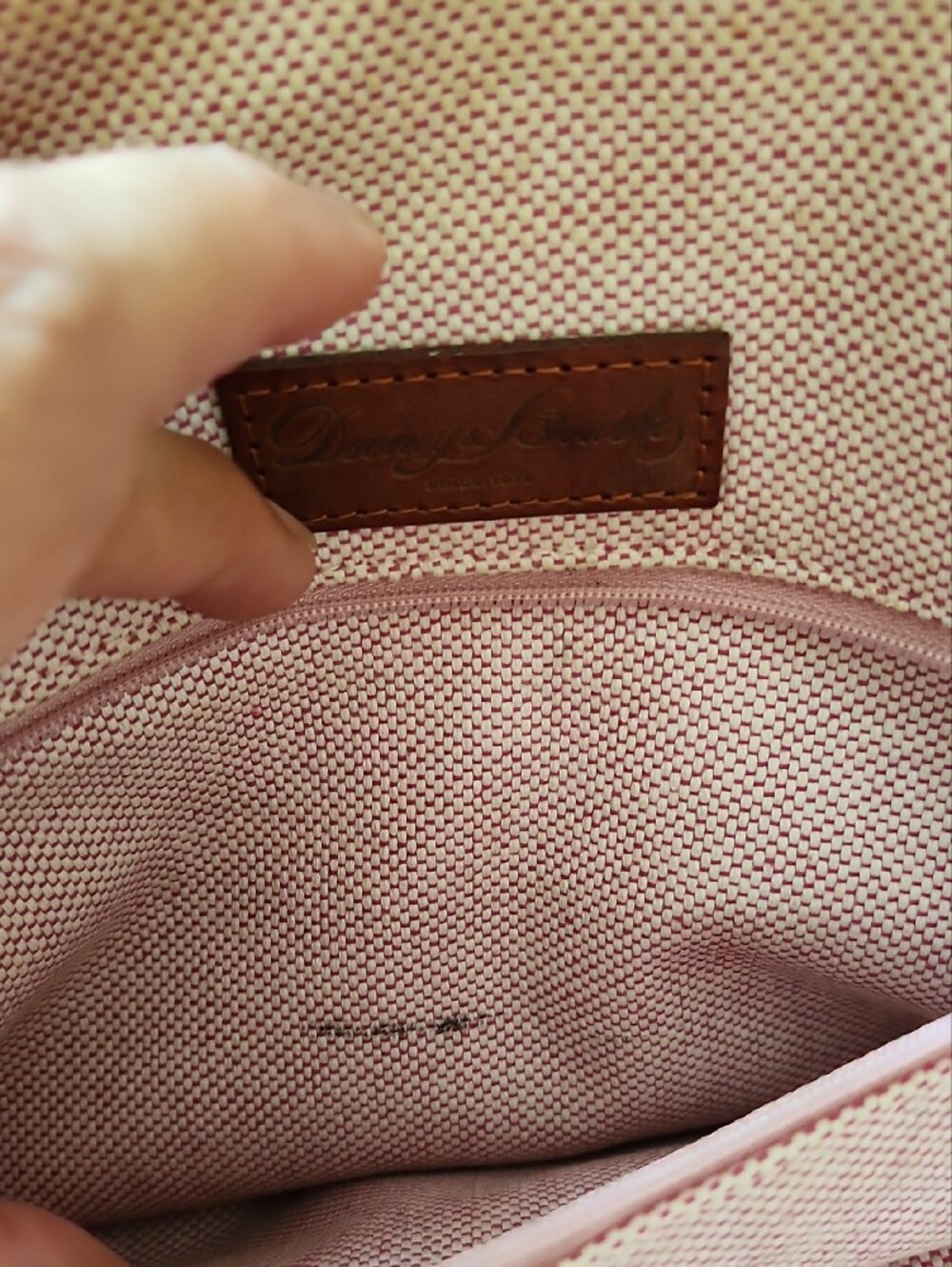 Dooney & Bourke Yellow Leather Tote with Brown Trim and Handles - Picture 5 of 11